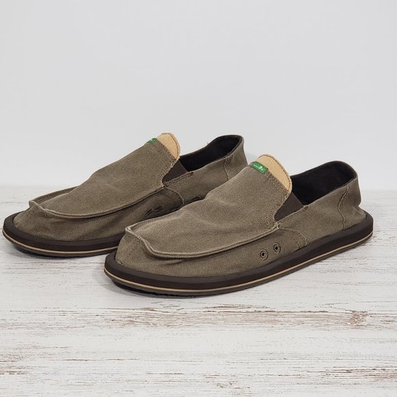 Sanuk Other - Sanuk  Brown Canvas Slip On Shoe  Sidewalk Surfer Men's Size 12